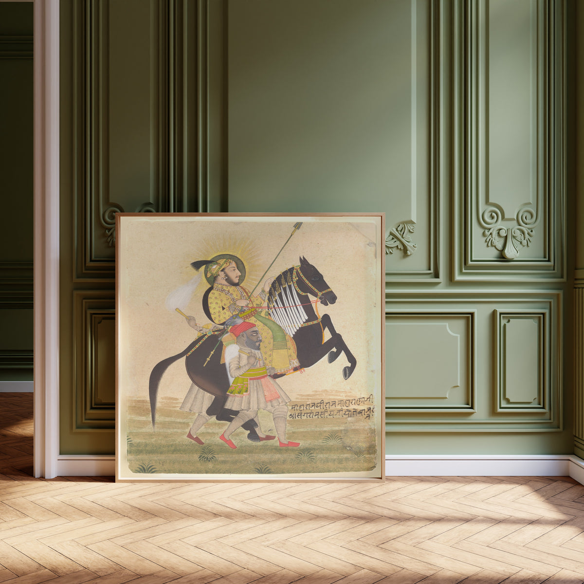 Stipple Master — Maharana Sangram Singh Riding a Prize Stallion | Indian Miniature Painting Print