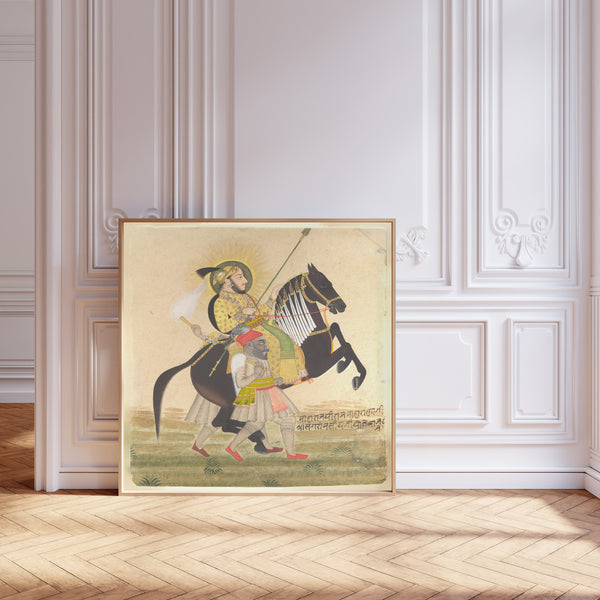 Stipple Master — Maharana Sangram Singh Riding a Prize Stallion | Indian Miniature Painting Print