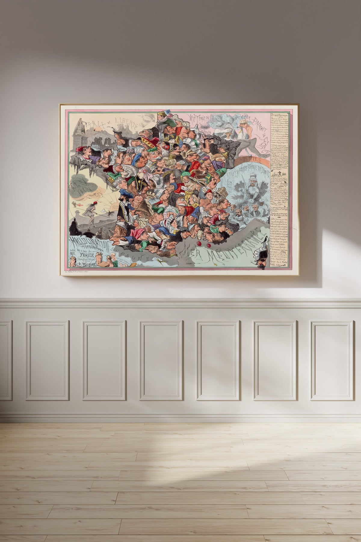 Achille Belloguet — Malédiction topographique sur la carte de France | Satirical Map Print