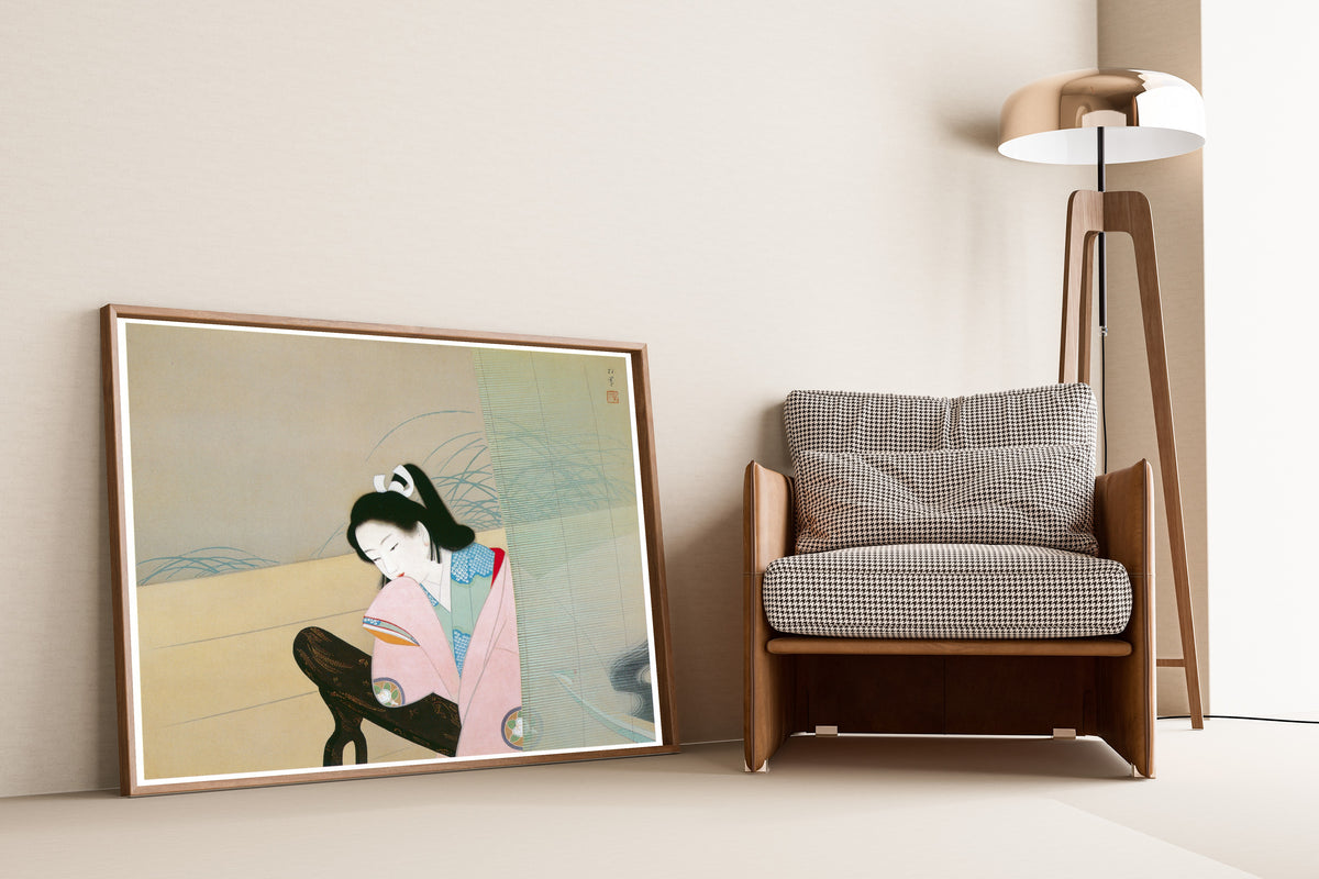 Male Dance (Otoko-mai) by Uemura Shōen — shown framed on a wall