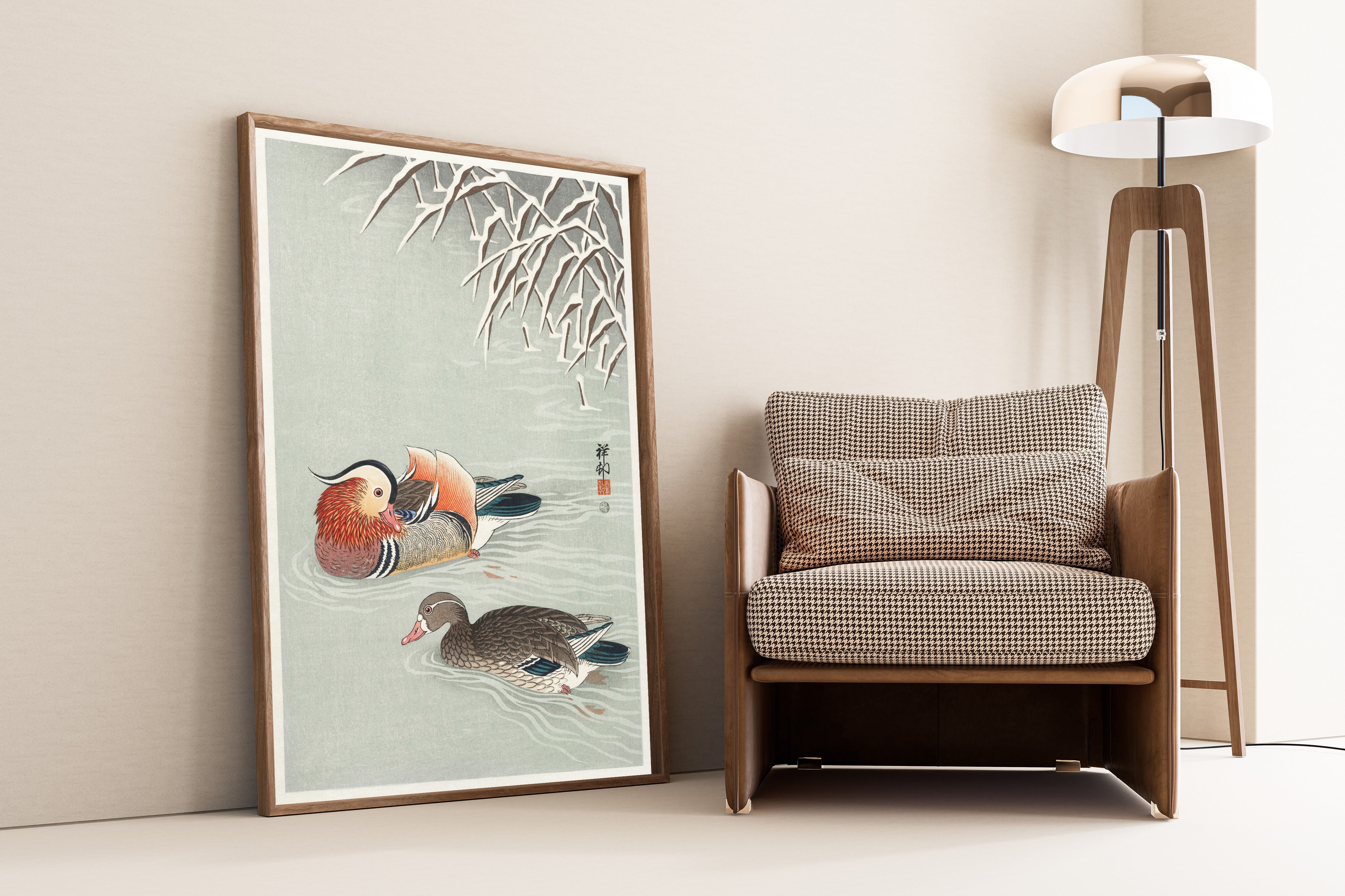 Ohara Koson — Mandarin Ducks | Japanese Bird & Flower Woodblock Print