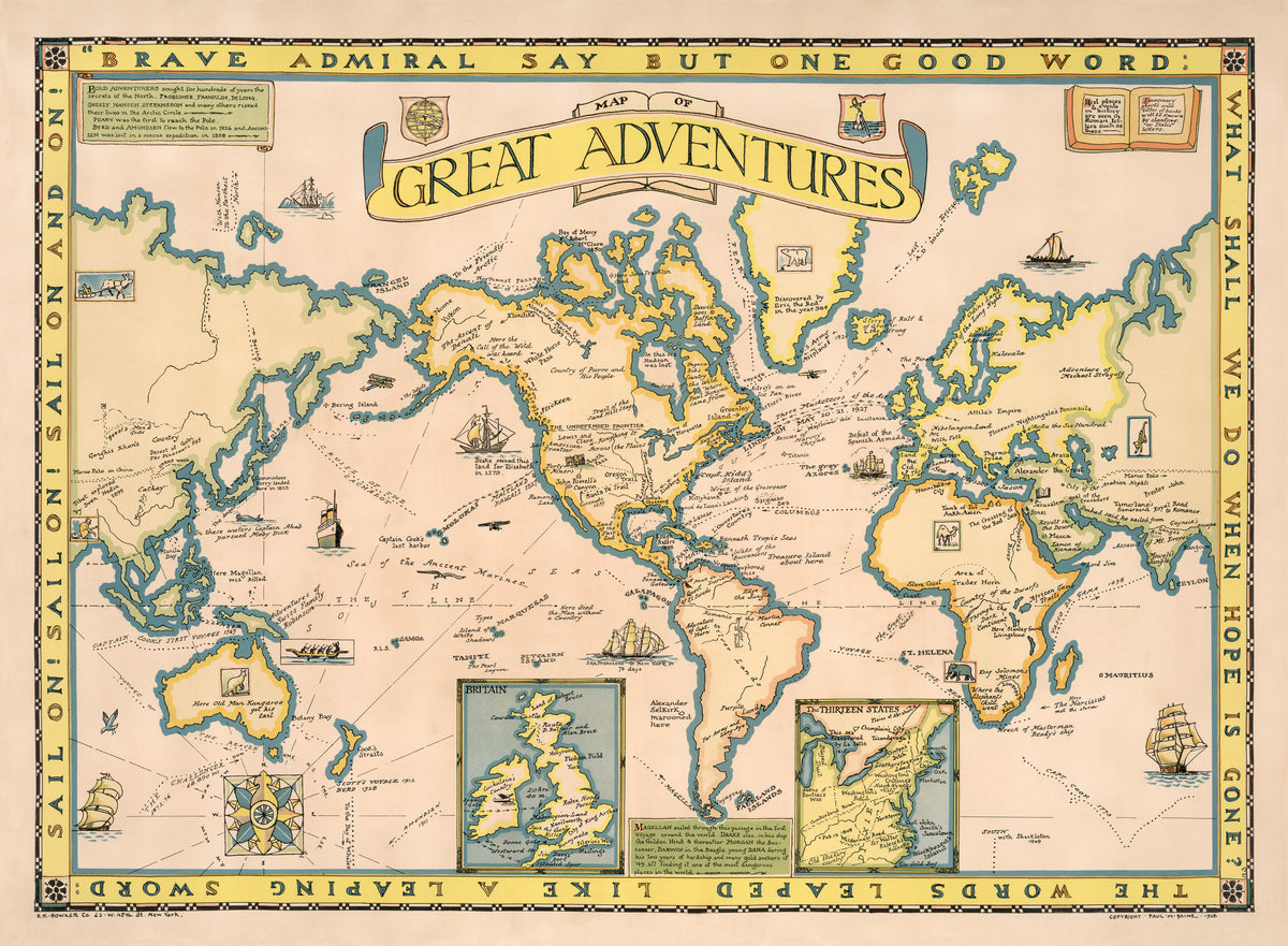 Paul Mayo Paine — Map of Great Adventures | Vintage Pictorial Map Print