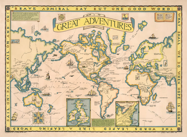 Paul Mayo Paine — Map of Great Adventures | Vintage Pictorial Map Print