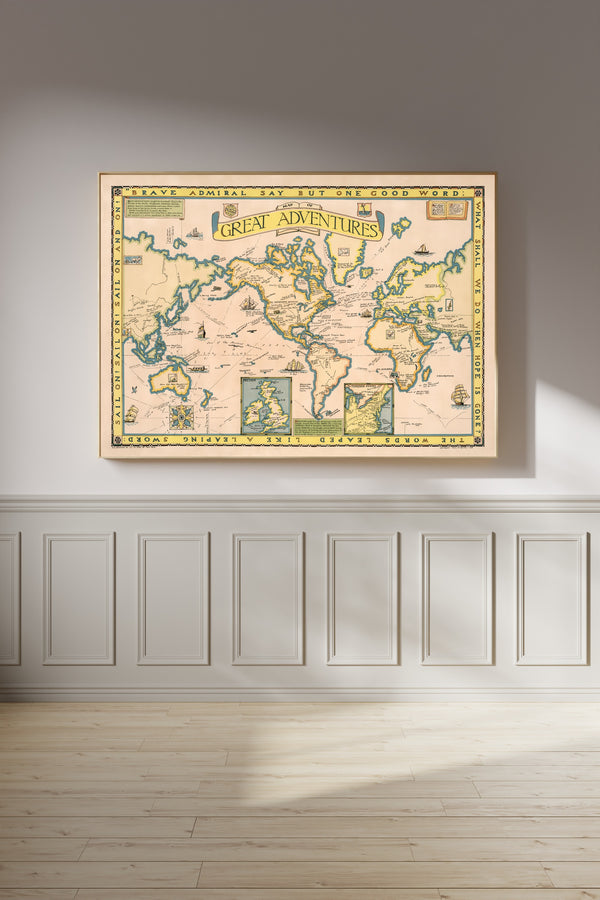 Paul Mayo Paine — Map of Great Adventures | Vintage Pictorial Map Print