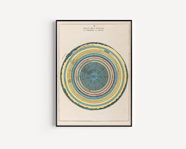 Michelangelo Caetani — Map of Hell | Engraving Print