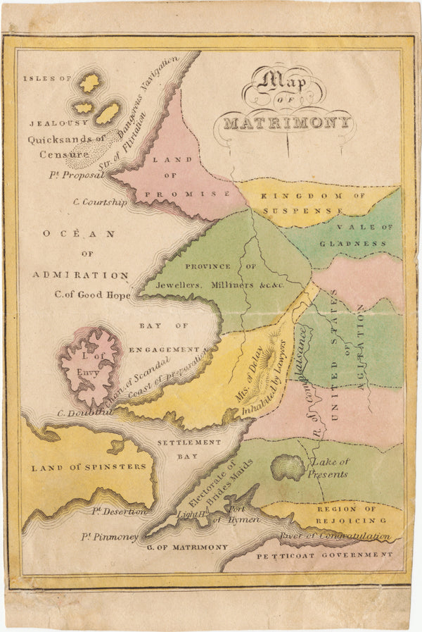 John de Peyster Douw — Map of Matrimony | Allegorical Map Print