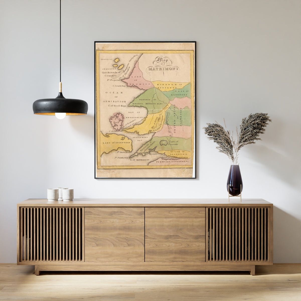 John de Peyster Douw — Map of Matrimony | Allegorical Map Print