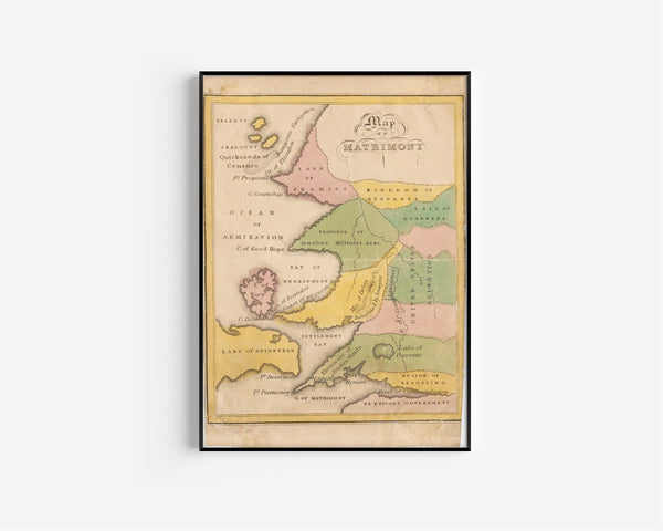 John de Peyster Douw — Map of Matrimony | Allegorical Map Print