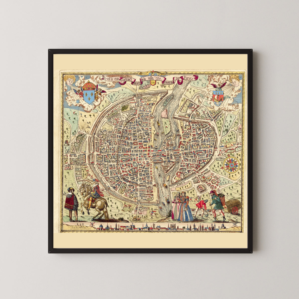 Melchior Rossignol — Map of Paris: The True Portrait of the City | Antique City Plan Print