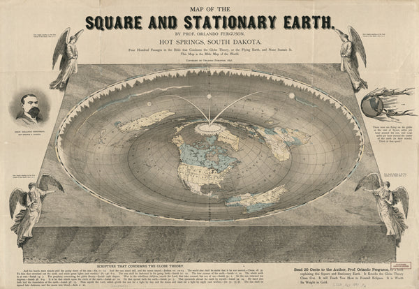 Orlando Ferguson — Map of the Square and Stationary Earth | Antique Flat Earth Map Print