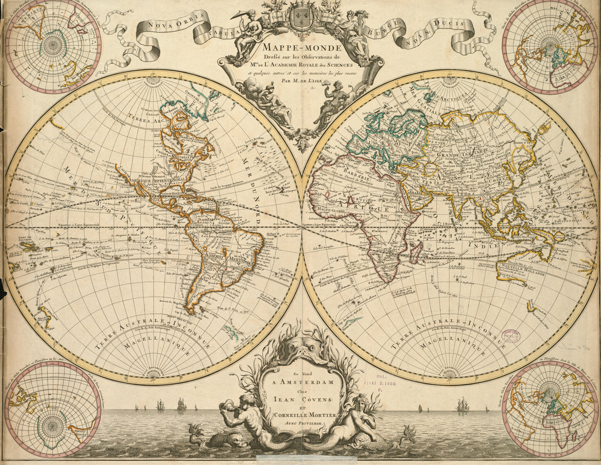 Guillaume Delisle — Mappe-Monde | Antique World Map Print