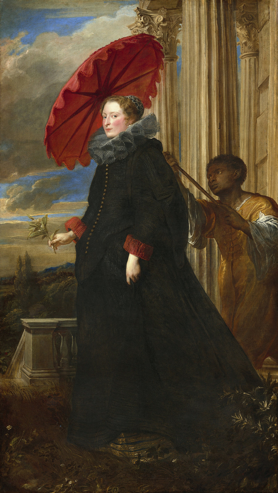 Anthony van Dyck — Marchesa Elena Grimaldi Cattaneo | Fine Art Print shown to scale on a wall above a sofa
