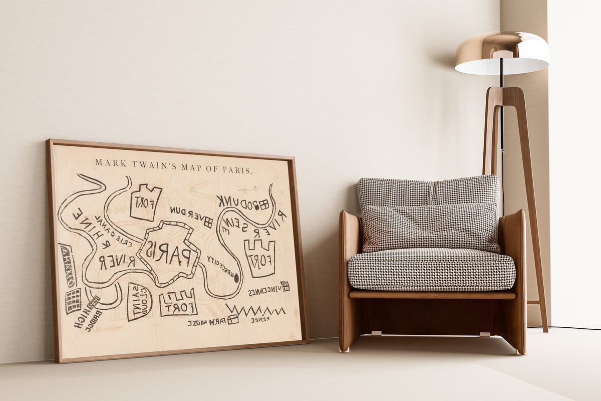 Mark Twain — Mark Twain's Map of Paris | Satirical Map Print