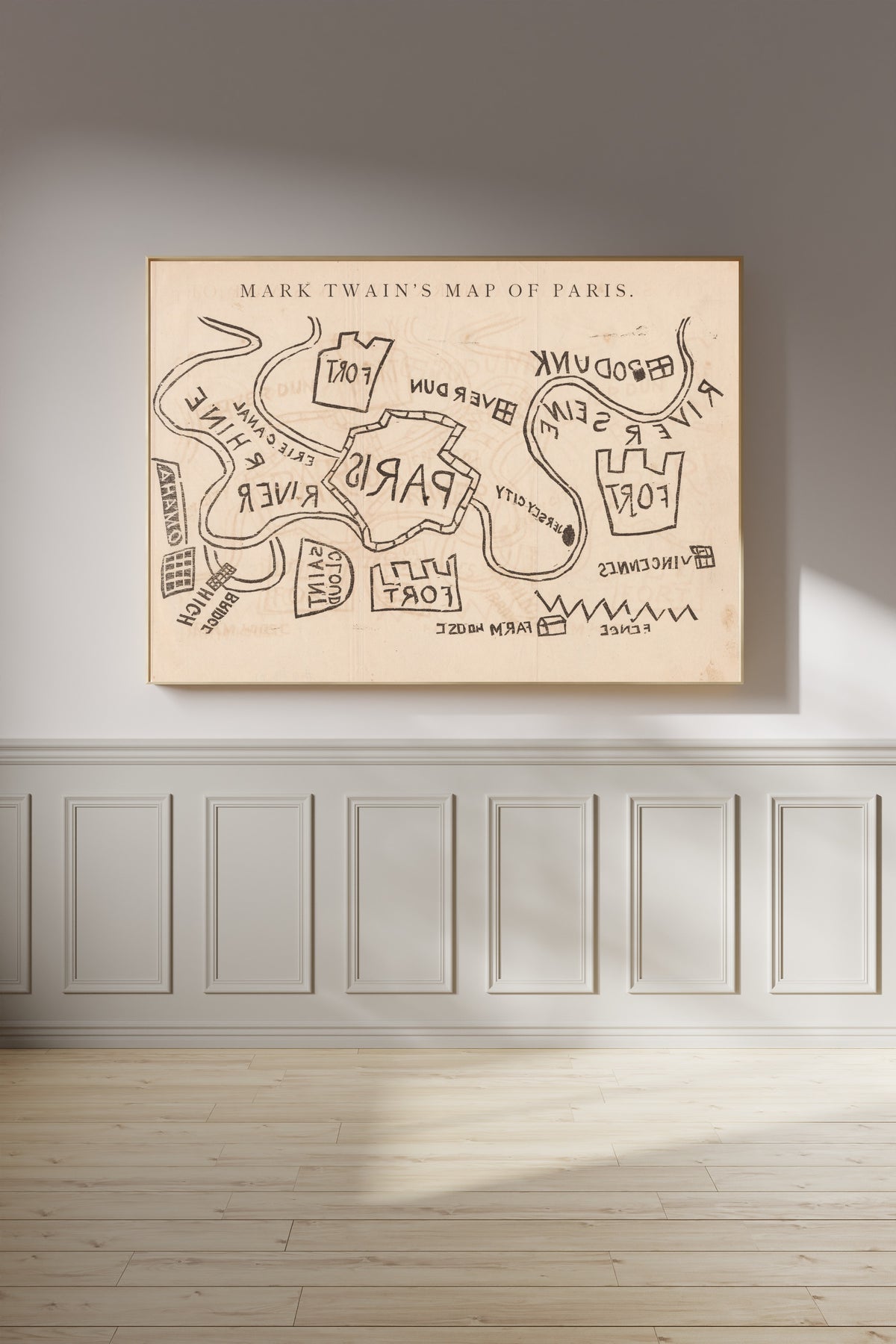 Mark Twain — Mark Twain's Map of Paris | Satirical Map Print