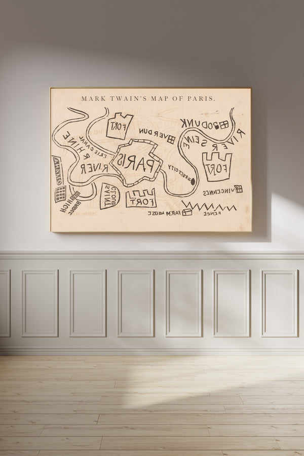 Mark Twain — Mark Twain's Map of Paris | Satirical Map Print