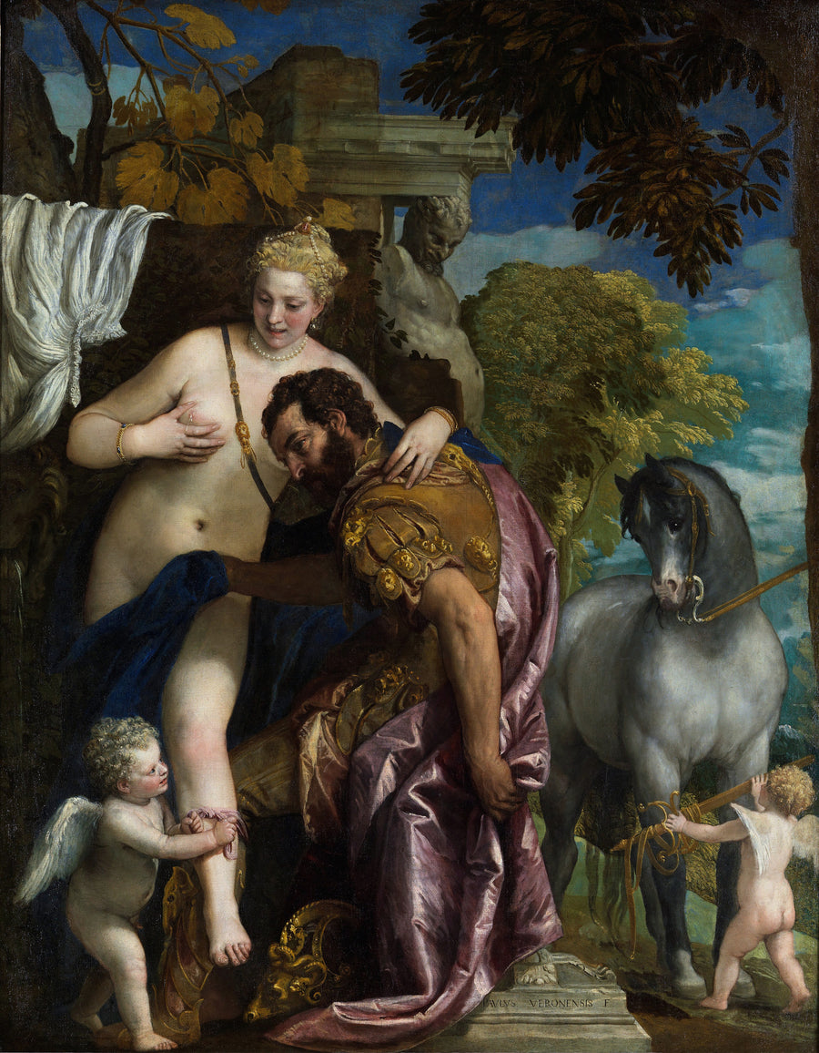 Paolo Veronese — Mars and Venus United by Love | Fine Art Print shown to scale on a wall above a sofa