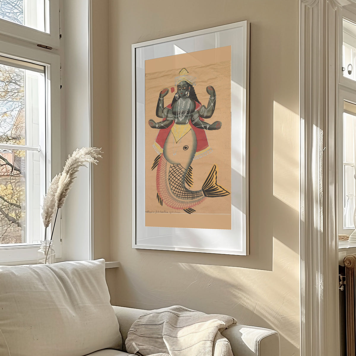Kalighat painter — Matsya, Fish Avatara of Vishnu | Kalighat Painting Print