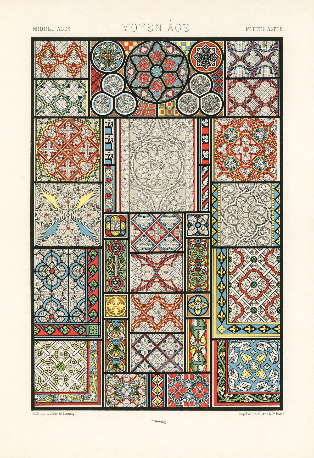 Auguste Racinet — Middle Ages (L'Ornement Polychrome plate) | Chromolithograph Print