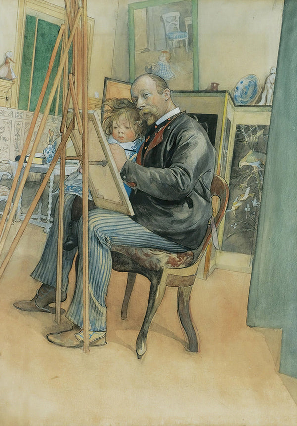 Carl Larsson — Mirror Image with Brita | Swedish Watercolour Print