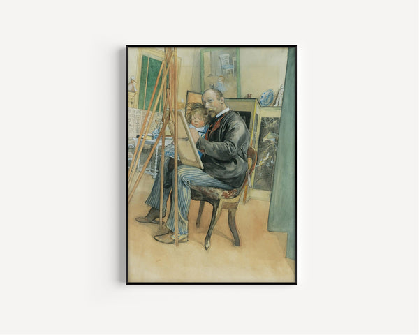 Carl Larsson — Mirror Image with Brita | Swedish Watercolour Print