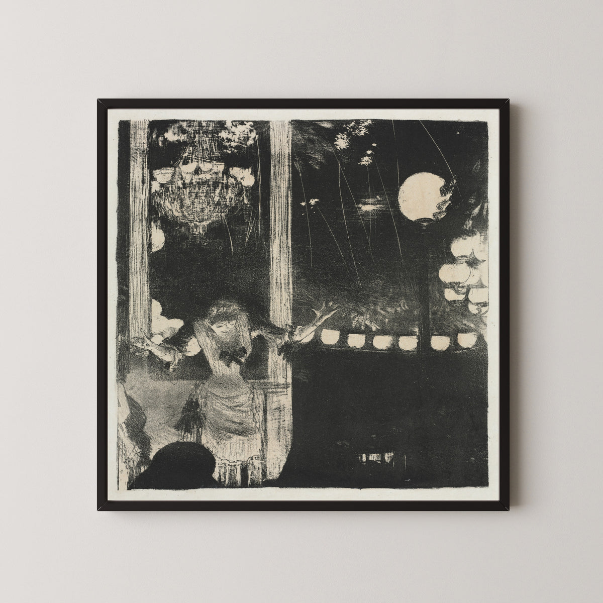 Edgar Degas — Mlle Bécat at the Café des Ambassadeurs (Black and White) | Fine Art Print