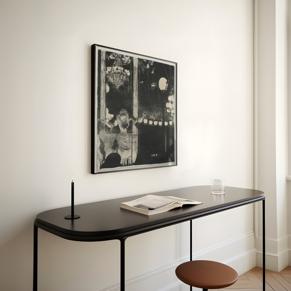 Edgar Degas — Mlle Bécat at the Café des Ambassadeurs (Black and White) | Fine Art Print