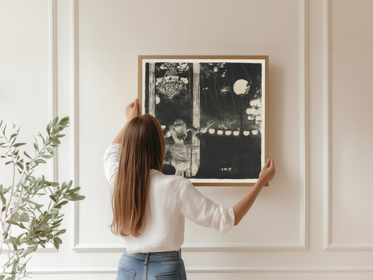 Edgar Degas — Mlle Bécat at the Café des Ambassadeurs (Black and White) | Fine Art Print