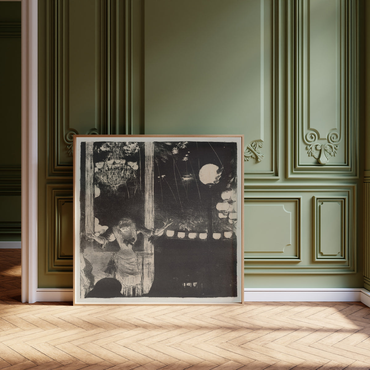 Edgar Degas — Mlle Bécat at the Café des Ambassadeurs (Black and White) | Fine Art Print
