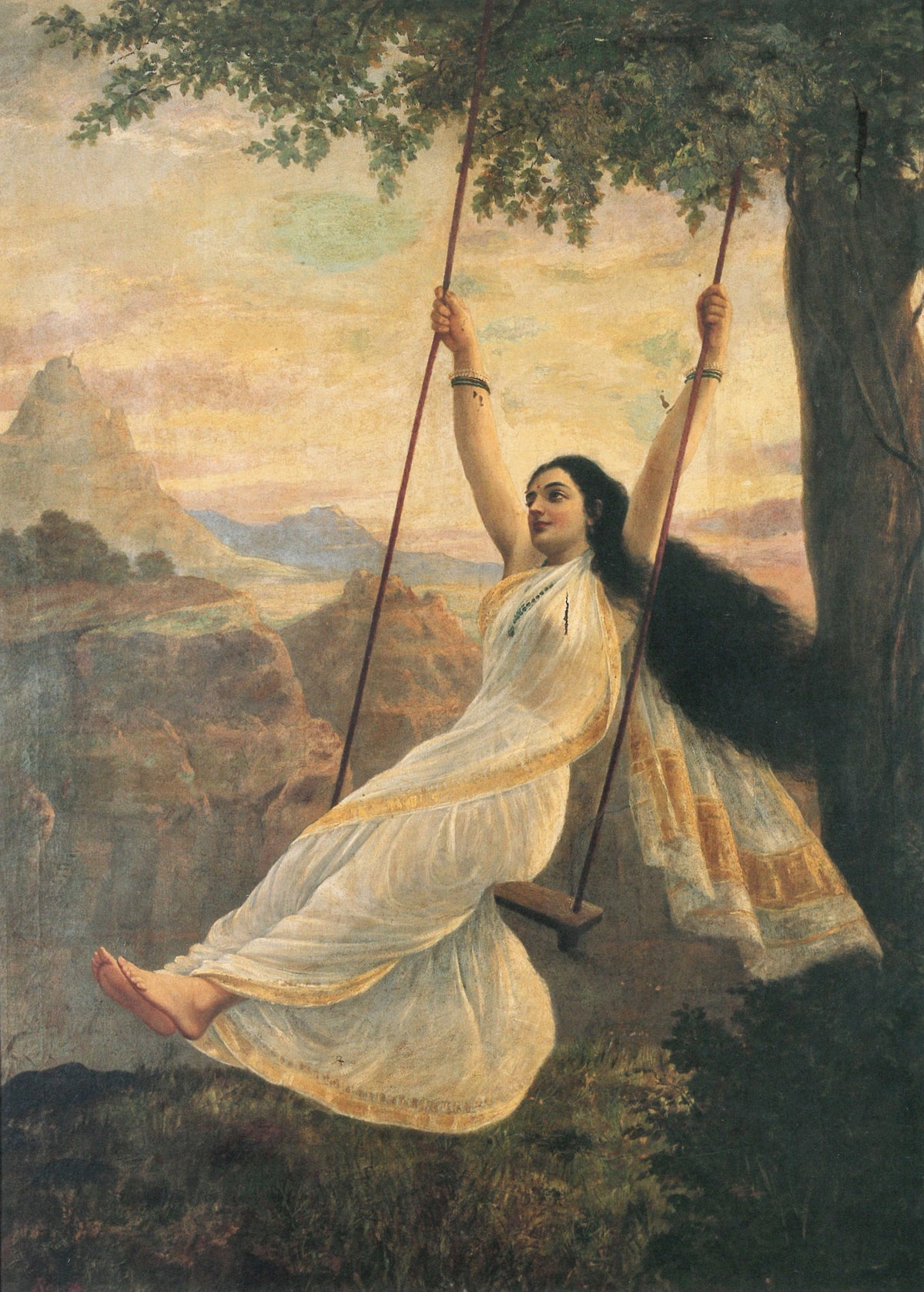 Raja Ravi Varma — Mohini on a Swing | Fine Art Print