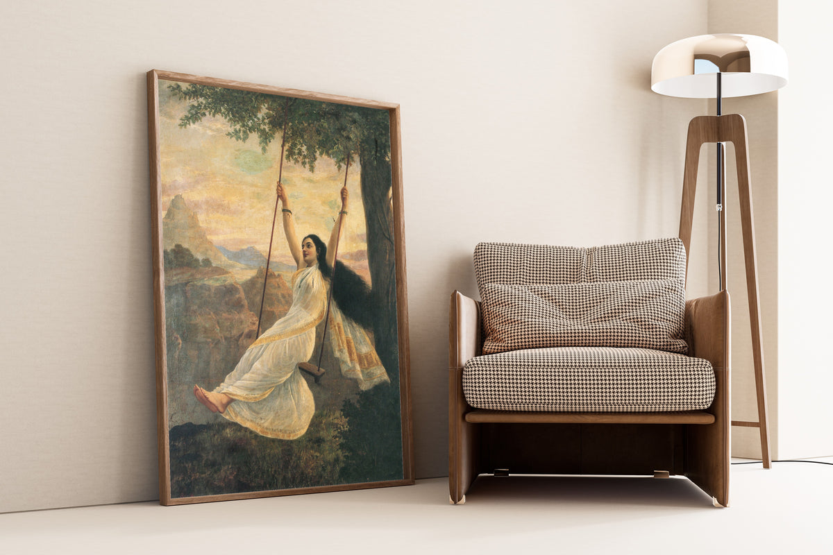 Raja Ravi Varma — Mohini on a Swing | Fine Art Print