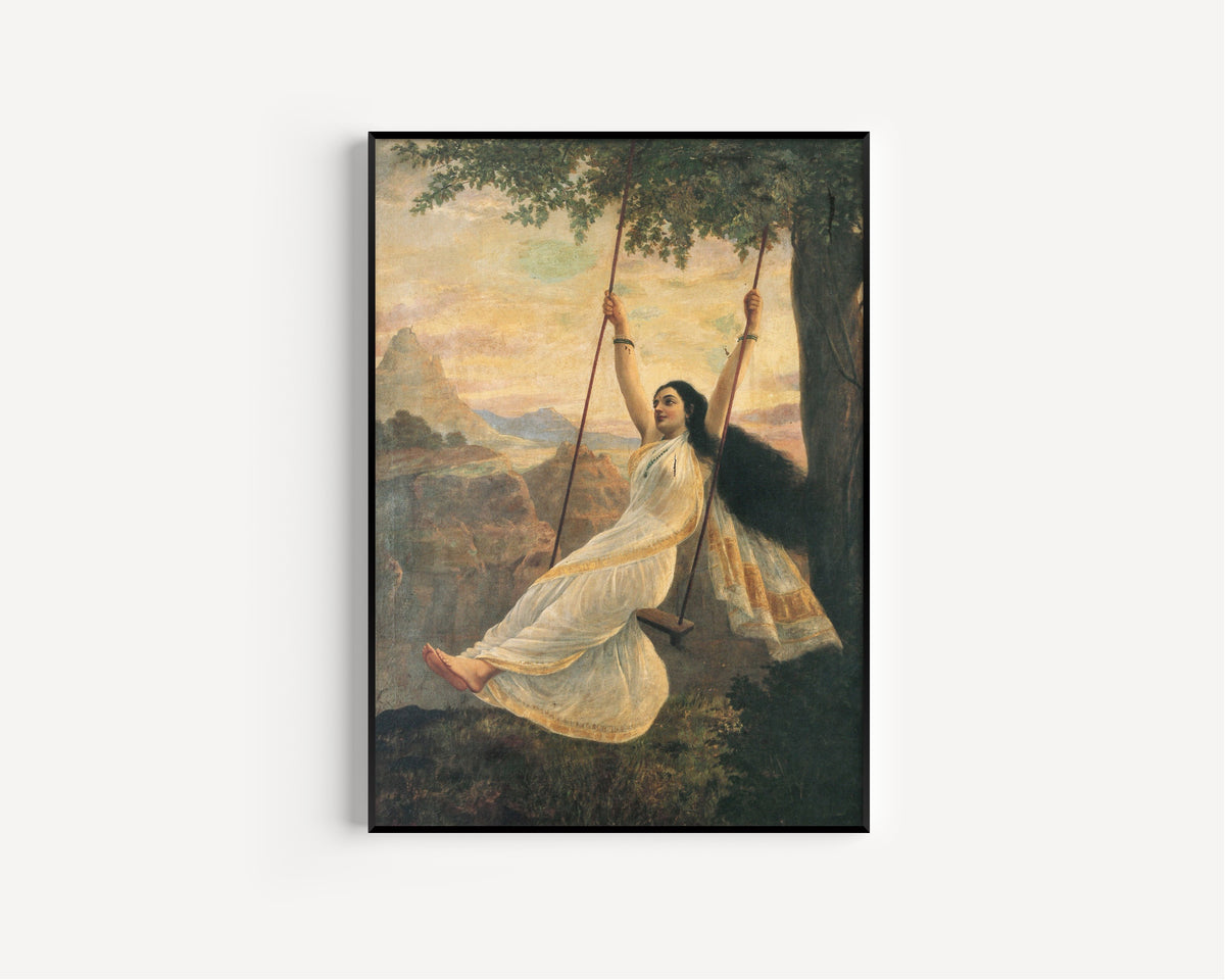 Raja Ravi Varma — Mohini on a Swing | Fine Art Print