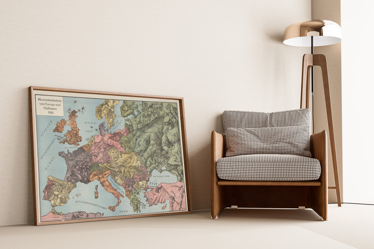 W. Kaspar — Momentaufnahme von Europa und Halbasien 1914 | Satirical Map Print