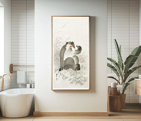 Ohara Koson — Monkey with Insect | Japanese Bird & Flower Woodblock Print