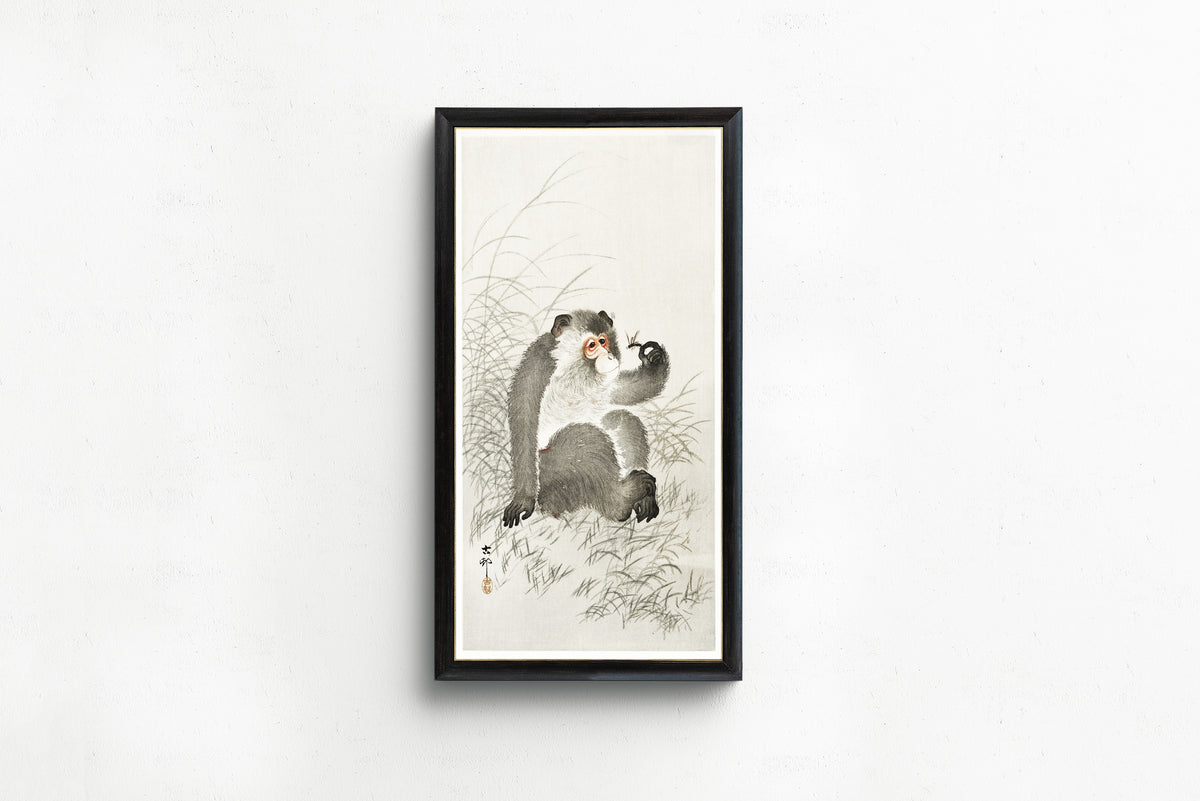 Ohara Koson — Monkey with Insect | Japanese Bird & Flower Woodblock Print