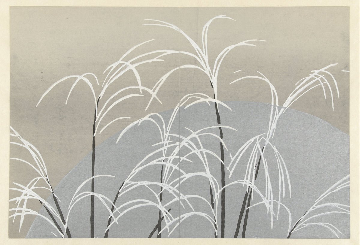 Kamisaka Sekka — Moon and Grasses | Japanese Woodblock Print