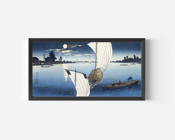 Takahashi Shotei — Moon at Egota, Tokyo | Japanese Woodblock Print (Shin Hanga)