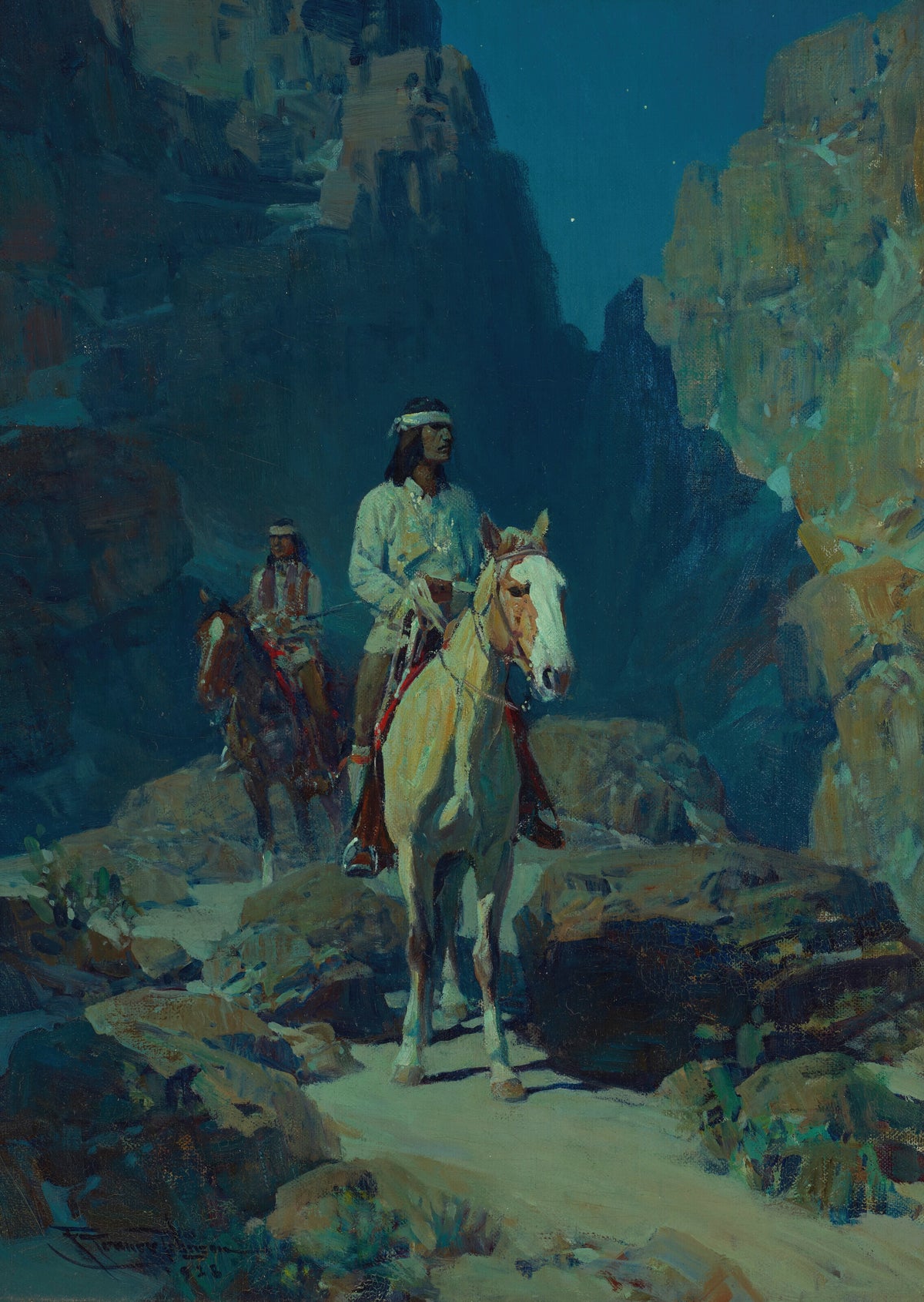 Frank Tenney Johnson — Moonlight in the Canyon | Western Art Print