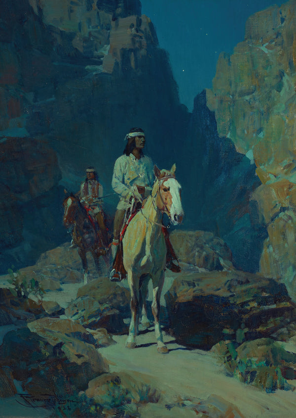 Frank Tenney Johnson — Moonlight in the Canyon | Western Art Print