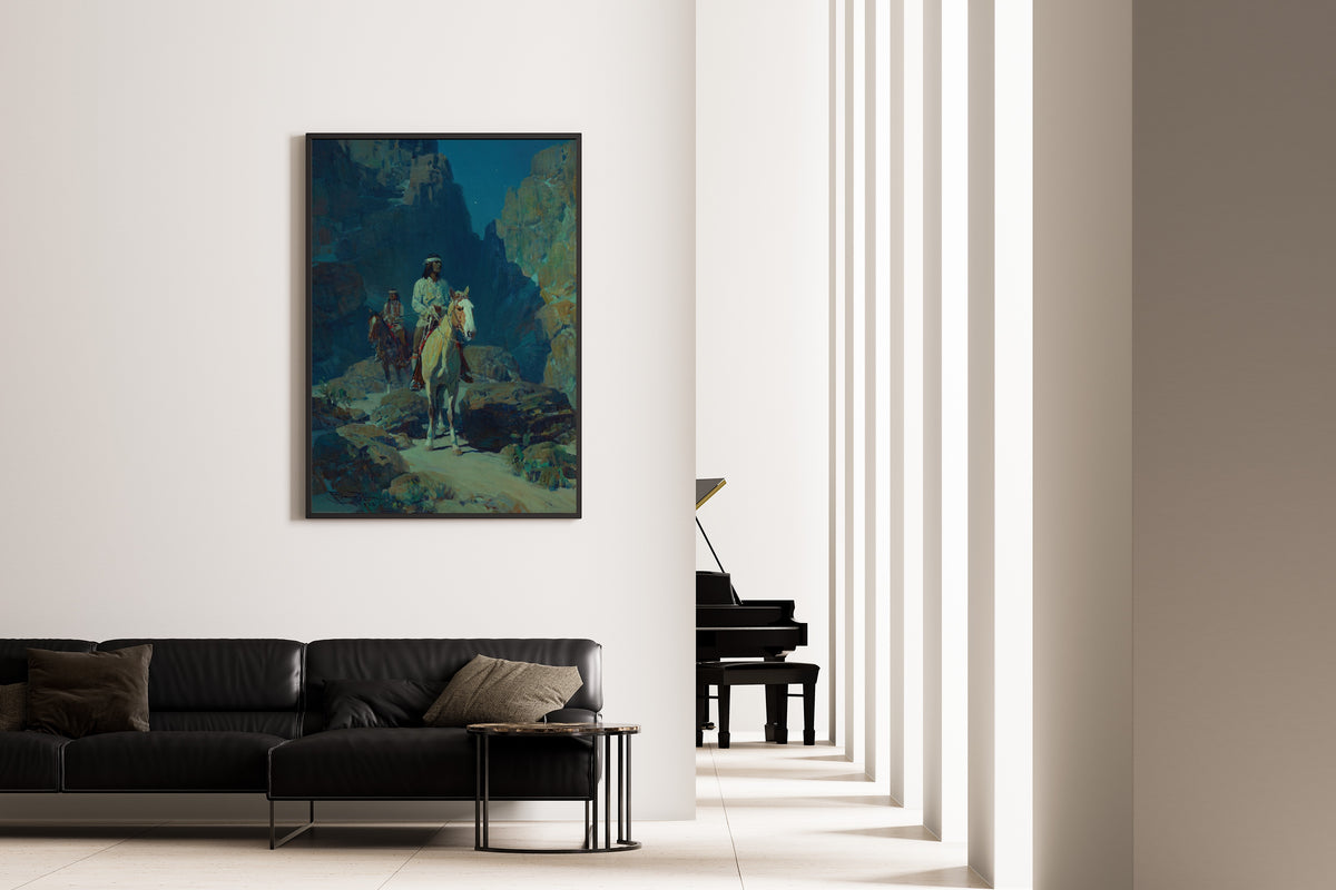 Frank Tenney Johnson — Moonlight in the Canyon | Western Art Print