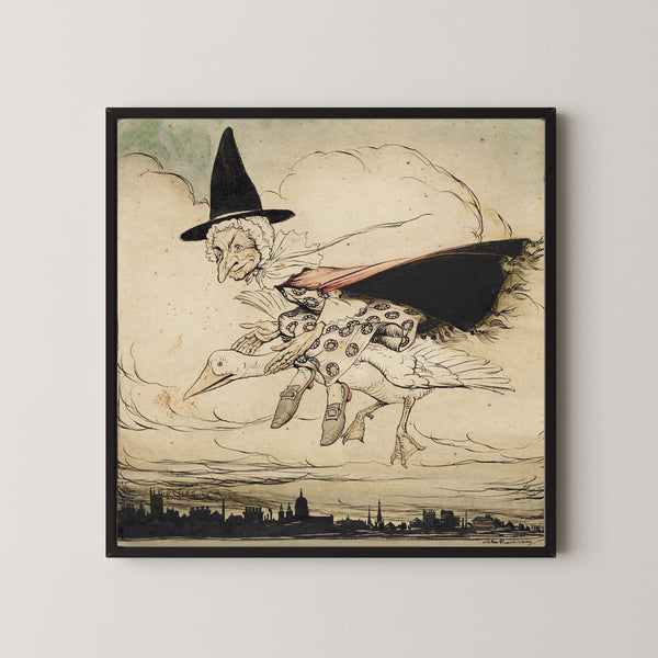 Arthur Rackham — Mother Goose Riding the Gander | Fairy Tale Illustration Print