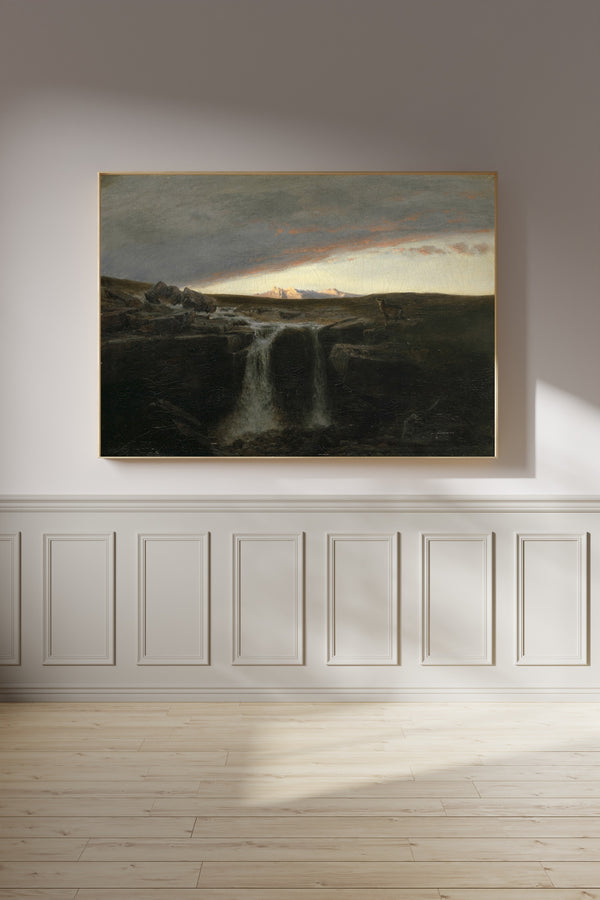 Arnold Böcklin — Mountain Landscape with Waterfall | Landscape Fine Art Print