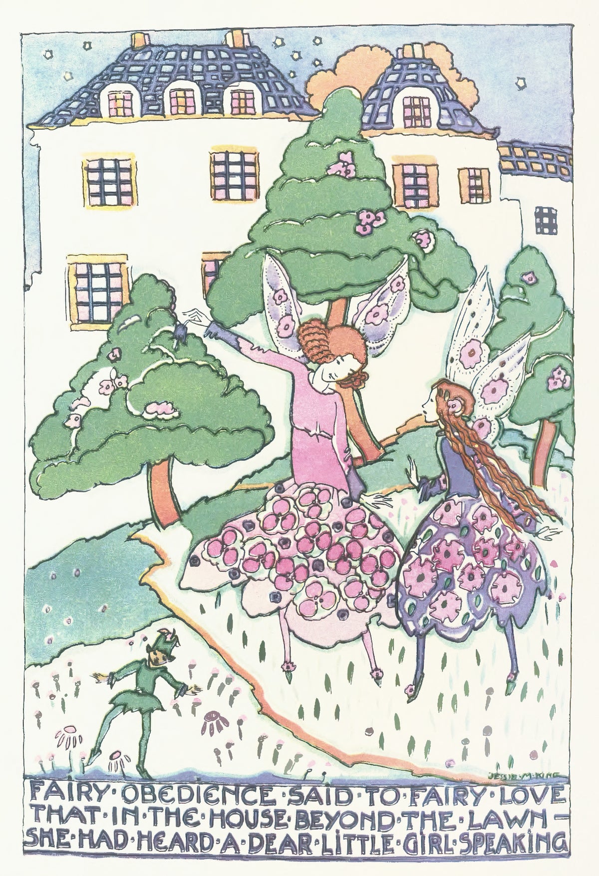 Mummy's Bedtime Story Book: Fairy Obedience Said to Fairy Love That in the House Beyond the Lawn She Had Heard a Dear Little Girl Speaking by Jessie M. King