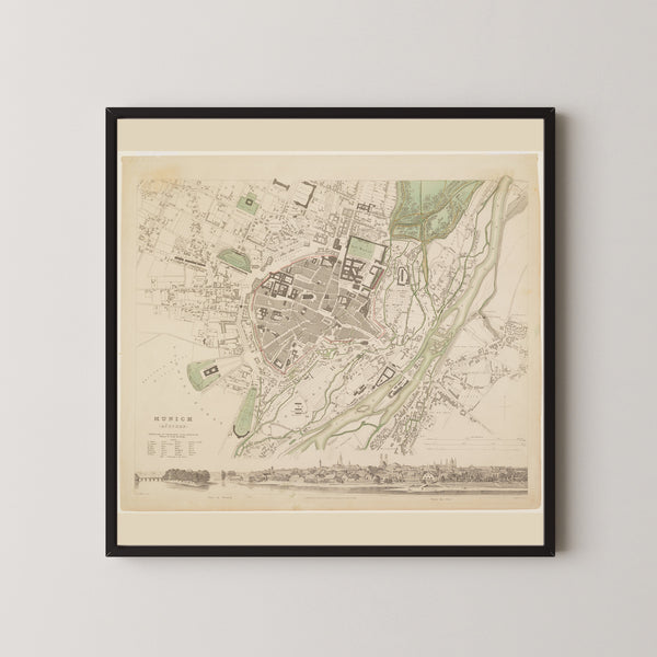 Society for the Diffusion of Useful Knowledge — Munich | Antique City Plan Print