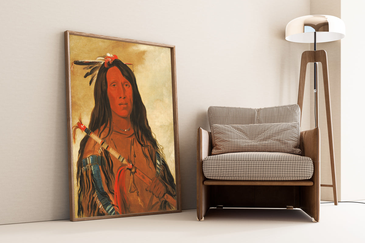 George Catlin — Né-hee-ó-ee-wóo-tis, Wolf on the Hill, Chief of the Tribe | Western Art Print