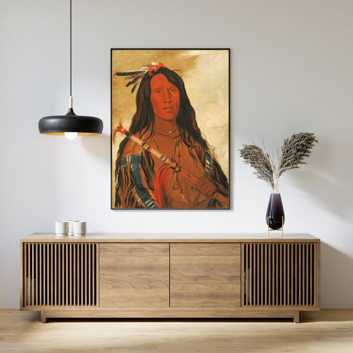 George Catlin — Né-hee-ó-ee-wóo-tis, Wolf on the Hill, Chief of the Tribe | Western Art Print