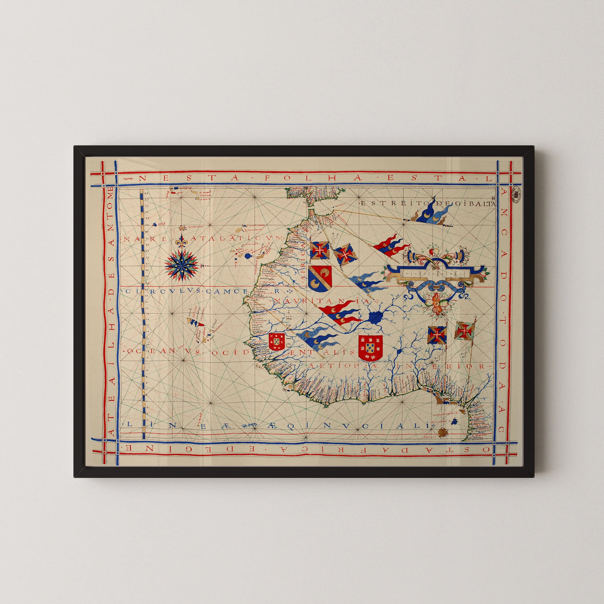 Fernão Vaz Dourado — Nautical Chart of West Africa (Vaz Dourado Atlas) | Manuscript Nautical Chart Print