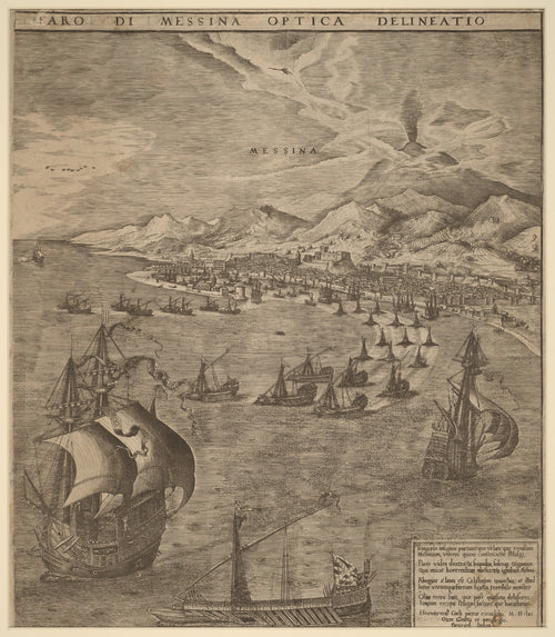 Pieter Bruegel the Elder — Naval Battle in the Straits of Messina (Messina and Mount Etna) | Engraving Print