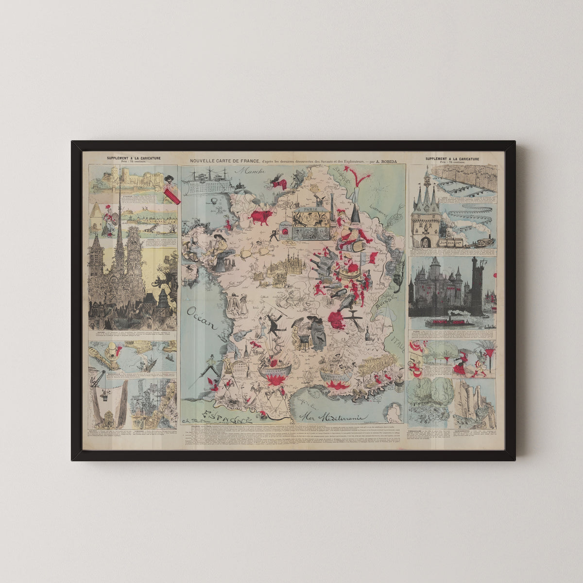 Albert Robida — New Map of France, After the Latest Discoveries of the Scientists and Explorers | Satirical Map Print