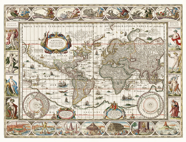 Willem Janszoon Blaeu — Nova Totius Terrarum Orbis Geographica ac Hydrographica Tabula | Antique World Map Print