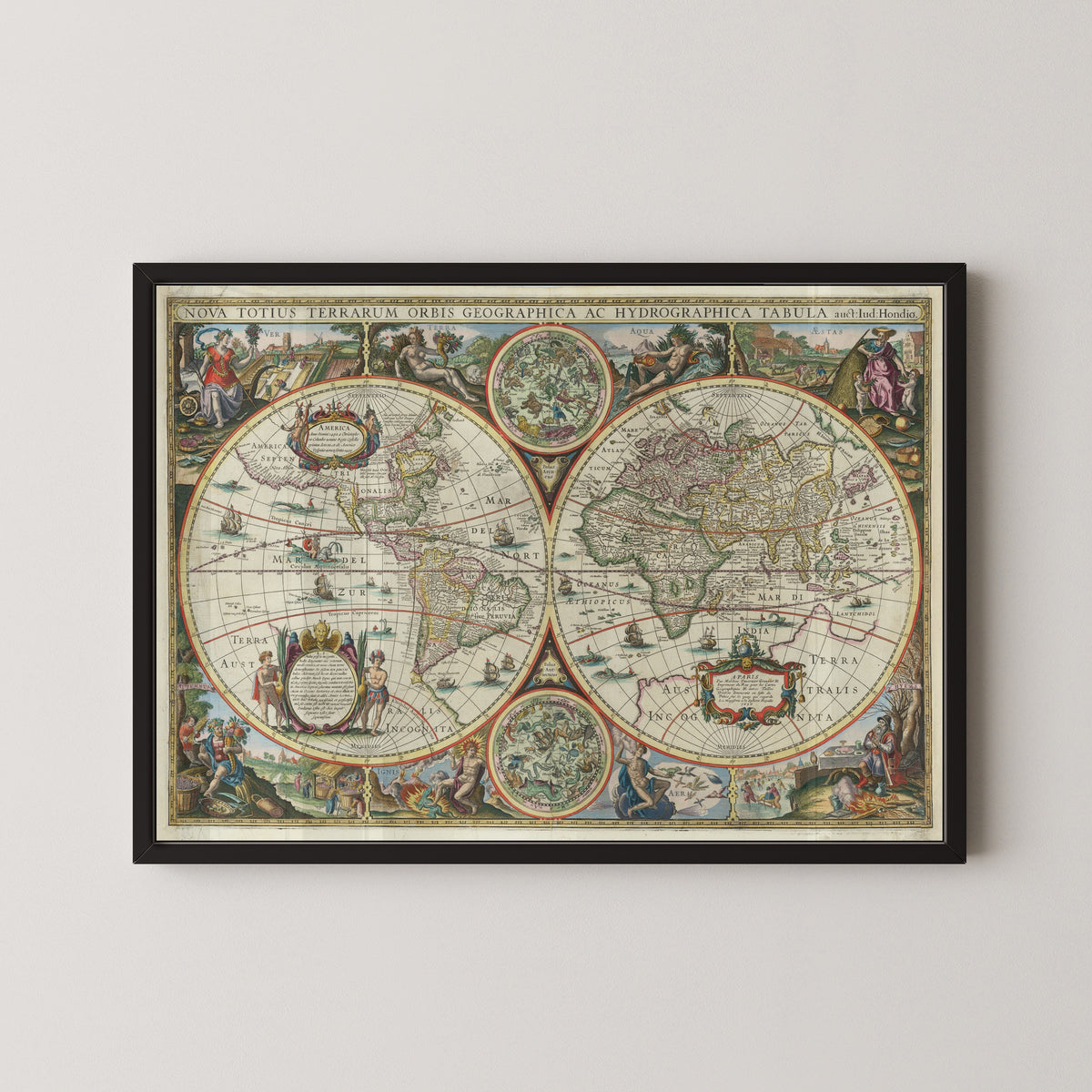 Melchior Tavernier II — Nova Totius Terrarum Orbis Geographica ac Hydrographica Tabula | Hand-Coloured Antique World Map Print